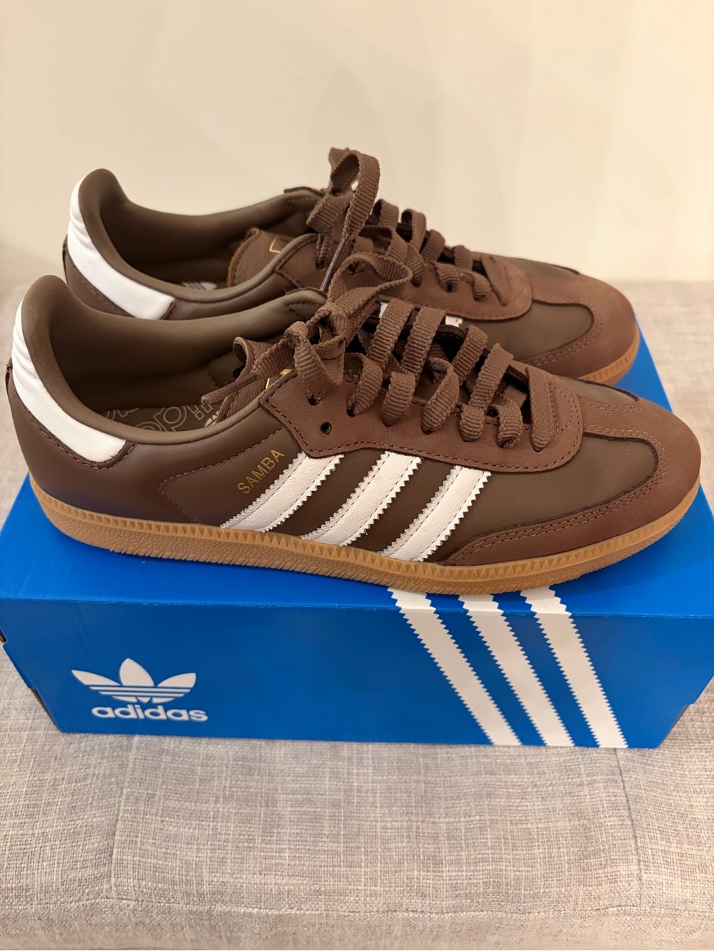 Adidas Samba Brown & White Leather Sneakers